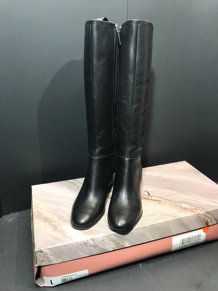 Franco Sarto Katrina Mujer Negro Montar Tacones Hasta la Rodilla Botas Talla US 7.5 M Foto 4 de 4