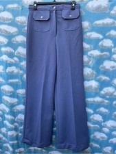 Vintage 70s Ms Doris of California Blue Wide Leg Flare Pants High Waist Disco