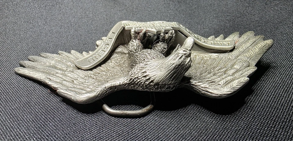 Hebilla de cinturón de peltre 3D Harley-Davidson Motorcycles Flying Eagle American Legend Foto 3 de 4