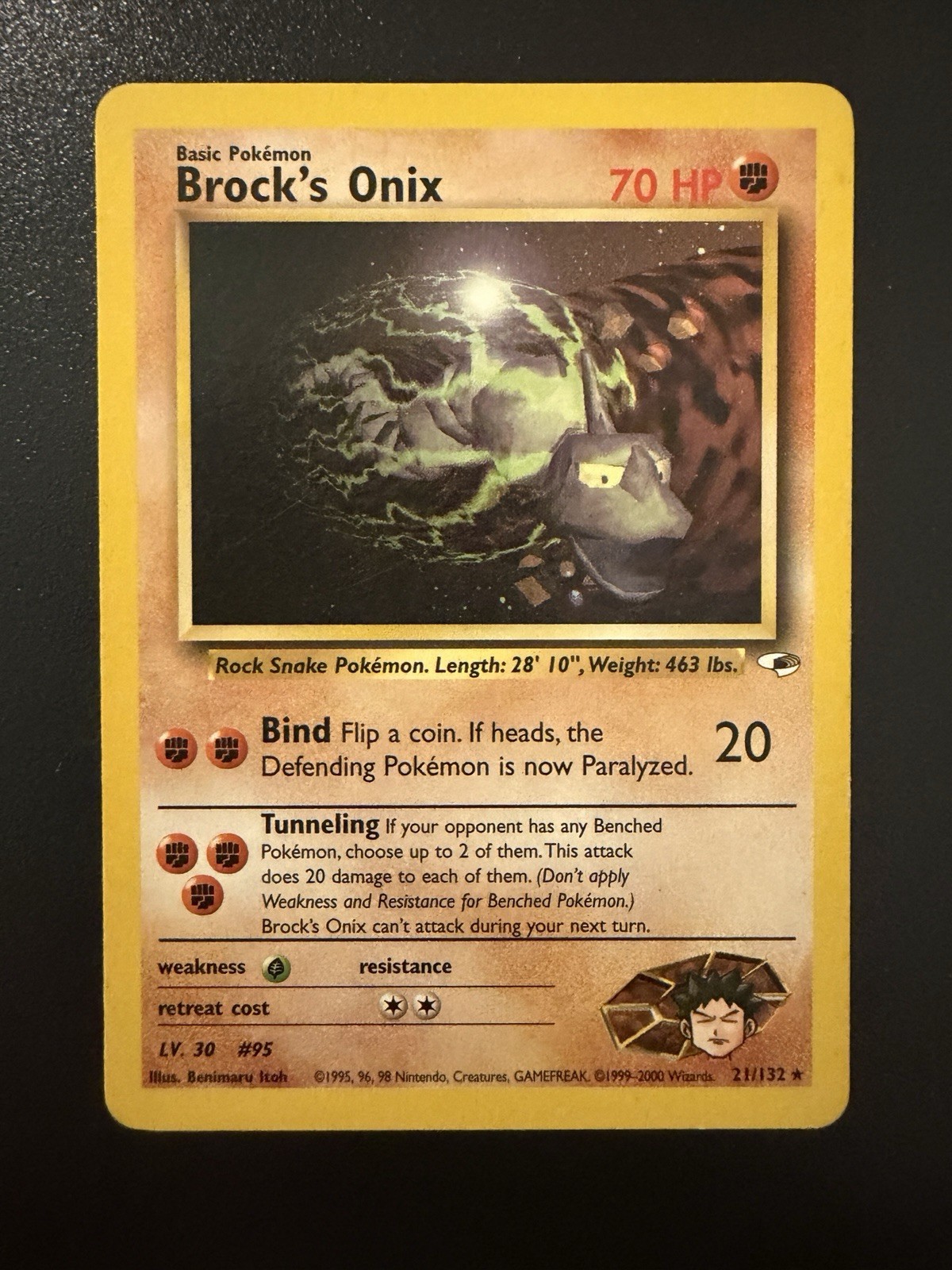 Brock's Onix 21/132 Rare Gym Heroes Pokemon Unlimited NM