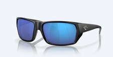 COSTA DEL MAR TAILFIN Matte Black w POLARIZED Blue Mirror GLASS 580G Lens Suns