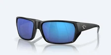 COSTA DEL MAR TAILFIN Matte Black w POLARIZED Blue Mirror GLASS 580G Lens Suns