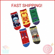 Bioworld Marvel Avengers Chibi Superhero Characters Ankle No Show Socks 5 Pair