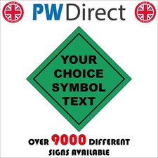 SIGN Hazard Placard Green Text Choice Words Non Flammable Custom Design HA252A