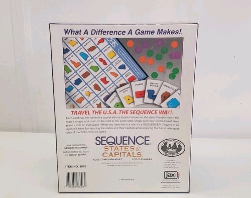 Sequence States & Capitals Board Game Jax Educational Geography New Sealed - Picture 2 of 2