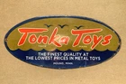 VINTAGE 12x5.5" TONKA TOYS OIL PORCELAIN SERVICE PUMP STATION GASOLINE GAS SIGN