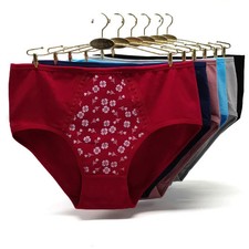 Floral Cotton Panties High Waist Plus Size Women's Soft Comfortable Briefs 6 Pcs