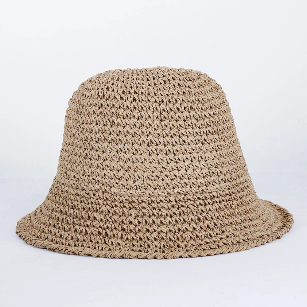 Solid Straw Women Summer Foldable Woven Casual Beach Fishing Bucket Sun Hat