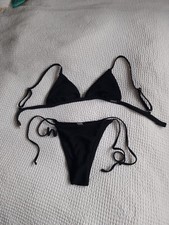 Free Society Size XSmall Black  Adjustable Strap Bikini Top & Bottoms Preloved
