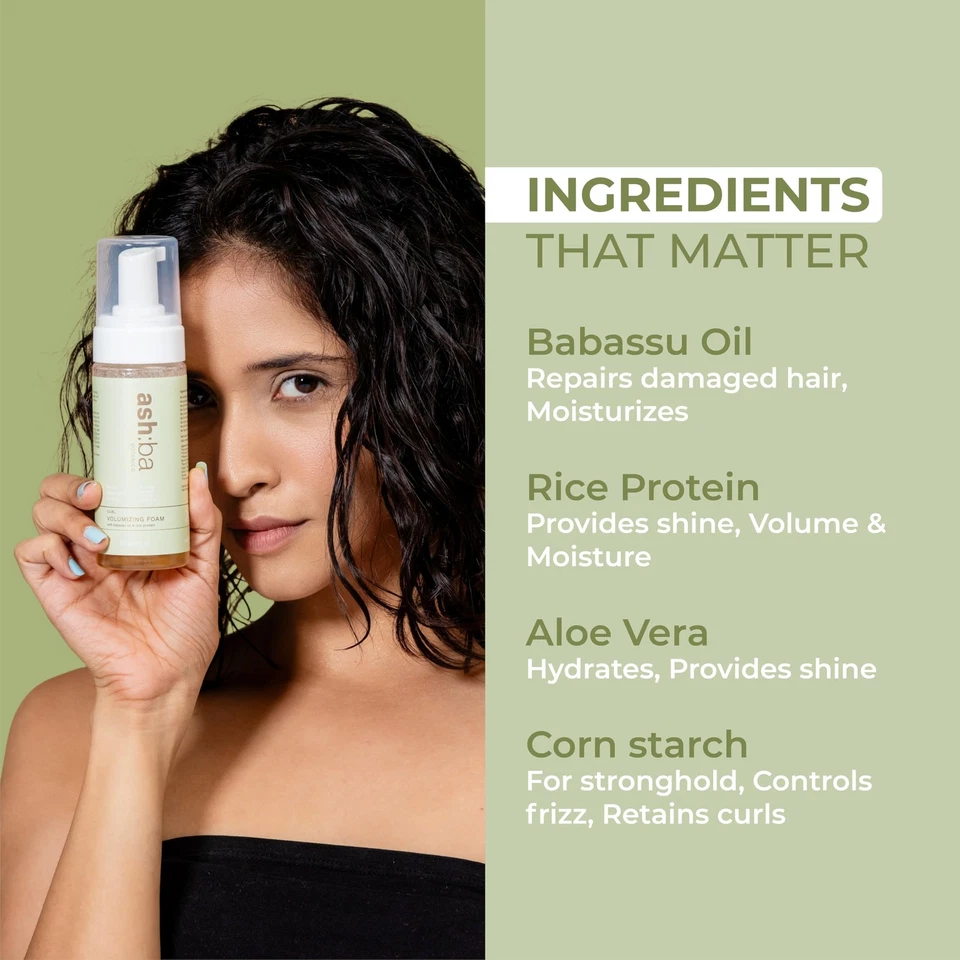 Ashba Botanics 卷发丰盈泡沫 150 毫升 | 无毛躁卷发造型 — 第 3/4 张图片