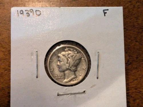 1939D Mercury Dime $0.10 90% Silver Fine F