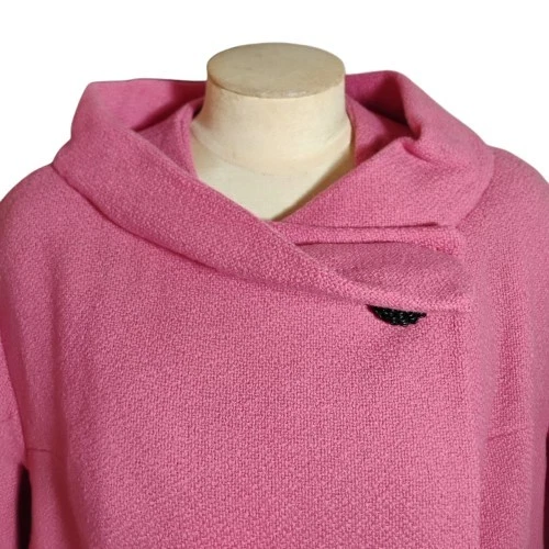 Abrigo Columpio Vintage Años 60 Mujer L Rosa Chicle Manga 3/4 Jackie O Mod Talla Grande Foto 2 de 4