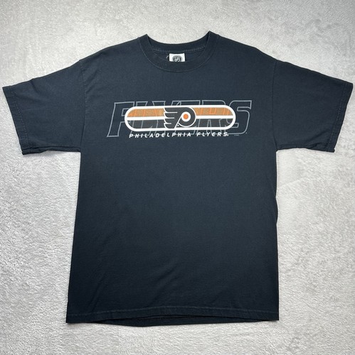 Vintage Philadelphia Flyers Shirt Mens Large Black NHL Hockey Y2K Sports Logo