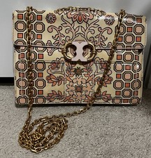 Beautiful Tory Burch Gemini Link Large Shoulder Bag with gold chain