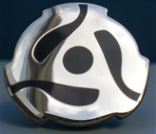 NORTHERN SOUL BADGE - RECORD CENTRE ADAPTER - 22MM DIA - IN SILVER PLATE