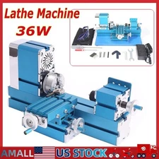 36W Mini Motorized Metal Lathe Machine DIY Woodworking Education Modelmaking