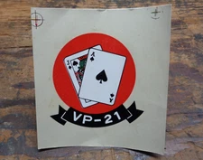 1960s vintage US Navy VP-21 Patrol Squadron window insignia decal