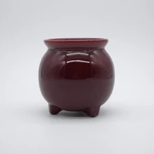 Royal Haeger Vintage 343 Three (3) Footed Round Oxblood Burgundy Planter MCM