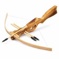 Wooden Pistol Crossbow Bolt Archery Bow Safe Rubber Head Outdoor Toy 3x Arrows
