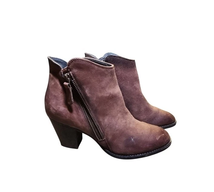 Paul Green Brown Distressed Western Zipper Ankle Boots Size 6 US 8 - Imagem 3 de 4