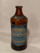 c1920s Sanford's Fountain Pen Ink Chicago New York Master Ink Bottle with Label