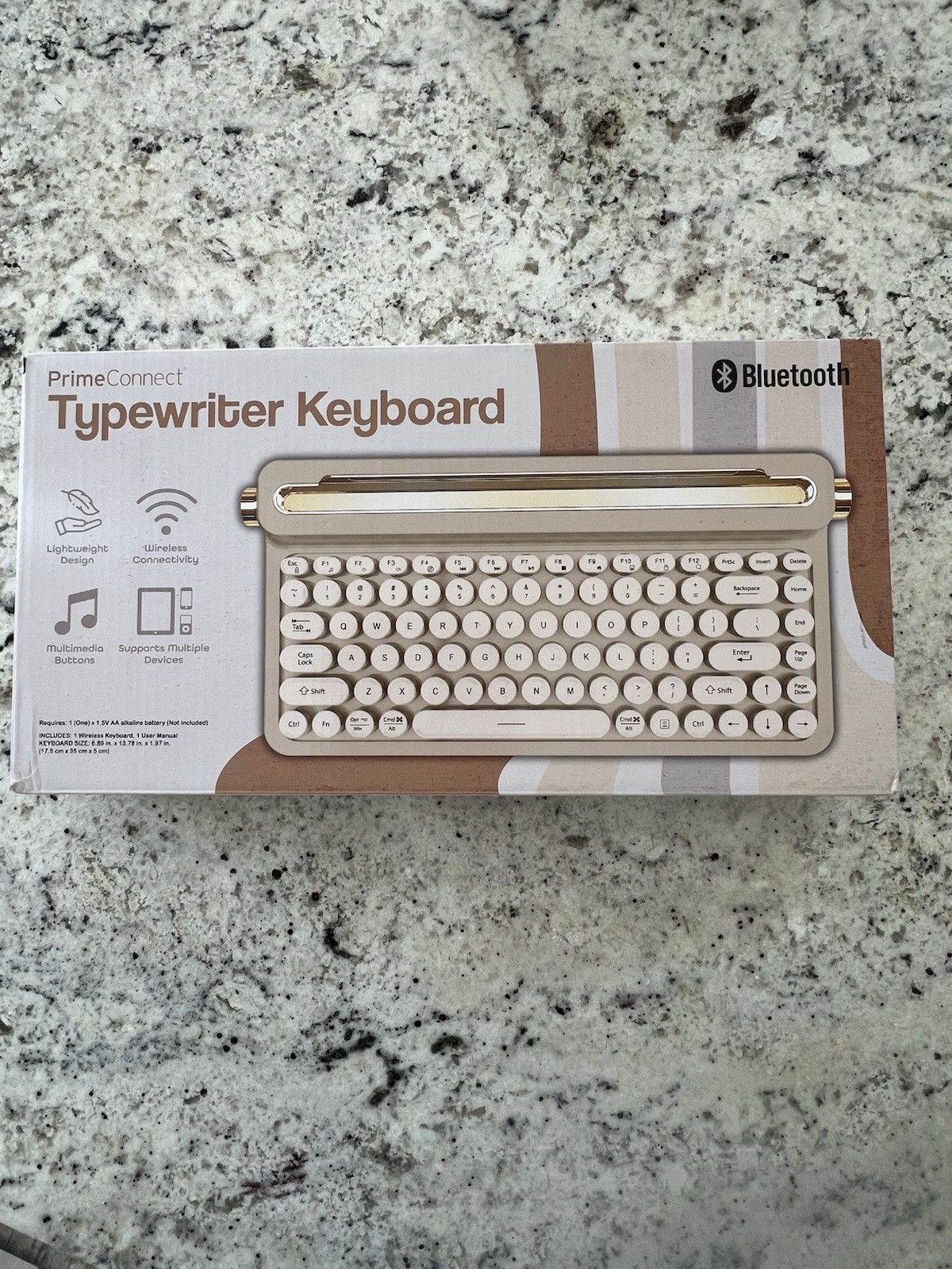Bluetooth Typewriter Keyboard--White/Tan--Brand New