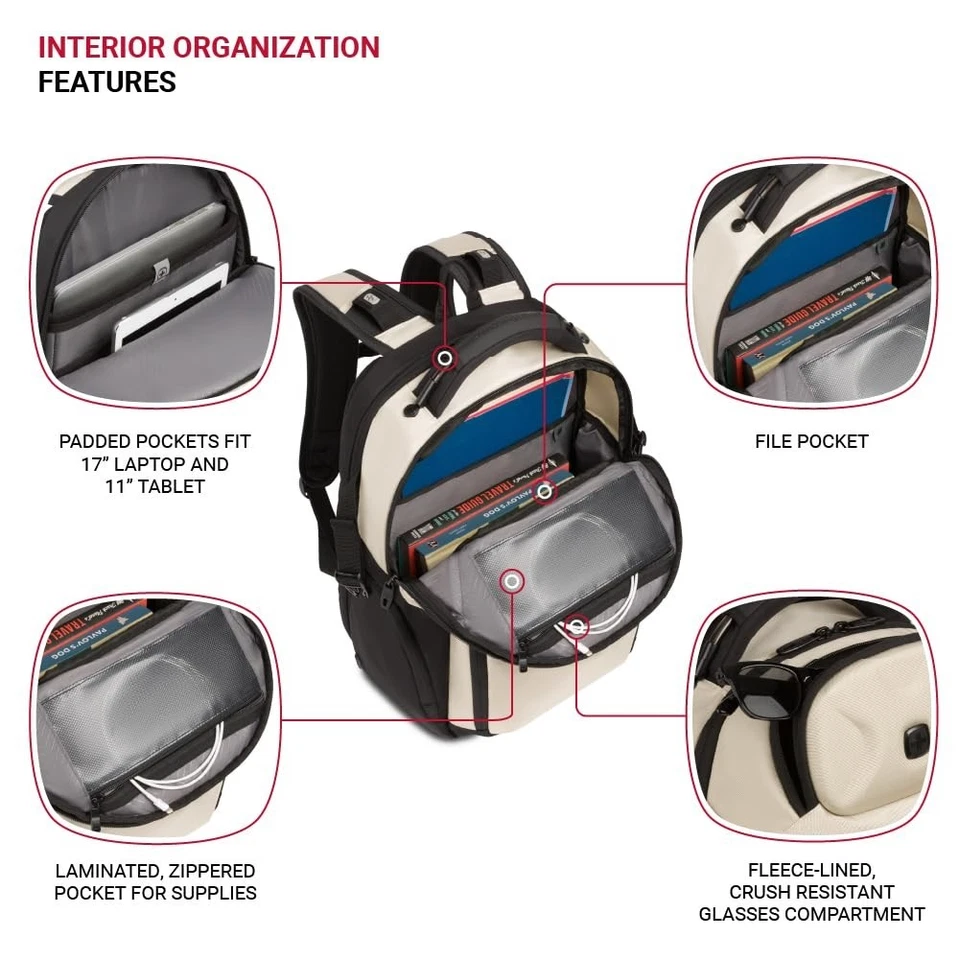 Mochila para portátil SwissGear Endure Scansmart, caqui vintage, 17,75 pulgadas Foto 4 de 4