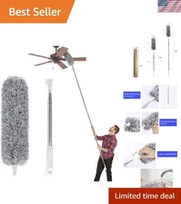 Detachable Bendable Duster with 100'' Extension Pole for Efficient High Cleaning