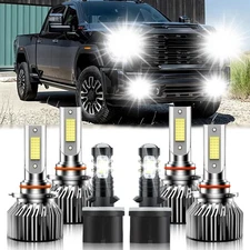 For GMC Sierra 3500 2001-2002 LED Headlight Bulbs + Fog Light Combo Kit 6000K
