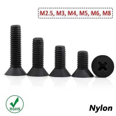 Senkkopfschrauben DIN 965 M2,5 M3 M4 M5 M6 M8 Schwarz Kunststoff Kreuzschlitz PH