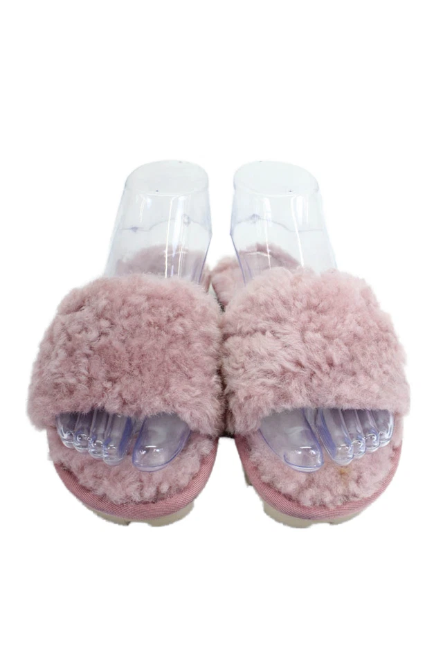 Ugg Mujer Texturizado Punta Abierta Sin Cordones Difuso Informal Toboganes Rosa Talla 5 Foto 2 de 4