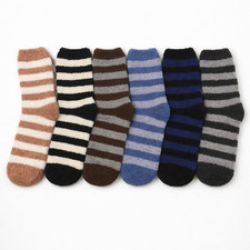 Women's Fluffy Striped Socks - 6 Pairs Bundle