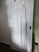 Primark White Knitted Long Dress/beach Cover-Up Size 18-20 Exellent Condition