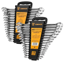 30pc SAE & Metric Wrench Set, 1/4"-1", 8-22mm, 12-Point Cr-V Steel