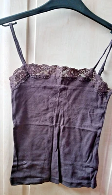 Debenhams brown cotton vest with adjustable straps - size 10, see Description - Image 1 of 4