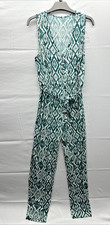TU Women Multicoloured Jumpsuit Size 12 V-Neck Sleeveless Elastic Waist Belted