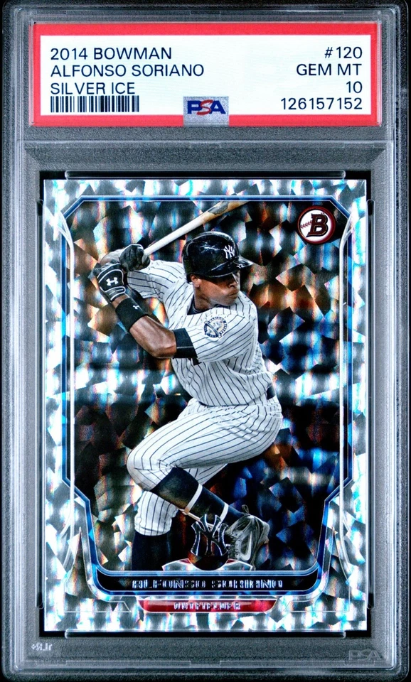 2014 Topps Bowman Silver Ice Alfonso Soriano #120 Yankees PSA 10 (Pop 1) - Image 2 of 3