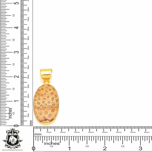 Fossilized Coral 24K Gold Plated Pendant 3mm Snake Chain GPH331 - Picture 4 of 10
