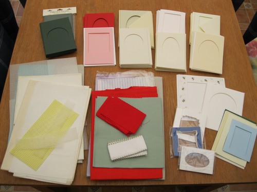 Job lot 3-Fold Card Making Cross Stitch items + various Aida soft & rigid sheets