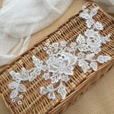 Sale Corded Motif Clothing Gown Applique Embroidery Bridal Dress Trim 1 Pair