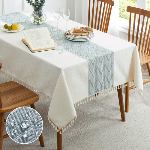 Rectangle Table Cloth,Linen Farmhouse Tablecloth Heavy Duty Fabric,Washable Embr