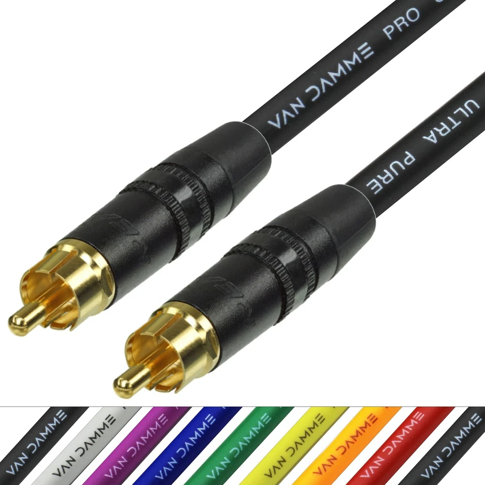 Cable único Van Damme Gold Rean RCA Phono Plomo UPOFC plateado de 0,25 m a 2 m
