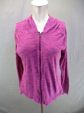 Columbia Size L Womens Pink Cotton Blend Full Zip Hooded Athletic Jacket 497