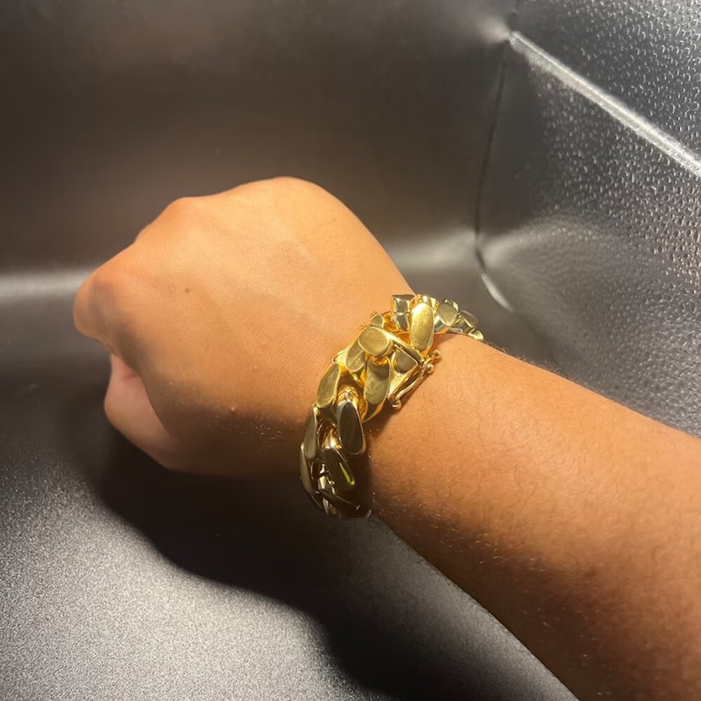 Men's Custom 20 mm Wide Inch 150 Gram 18K Gold Plated S925 Cuban link  Bracelet