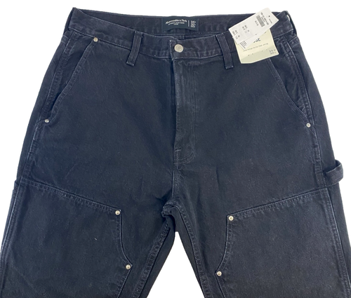 Abercrombie & Fitch Authentic Rigid Denim Loose Men's Black Jeans New 34 x 32