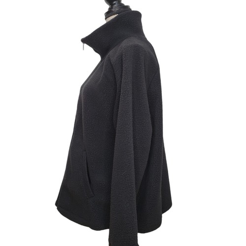 Torrid Sleep Full Zip Fleece Jacket Size 2 L/S Black Teddy Pockets Lounge Raglan - Picture 4 of 6