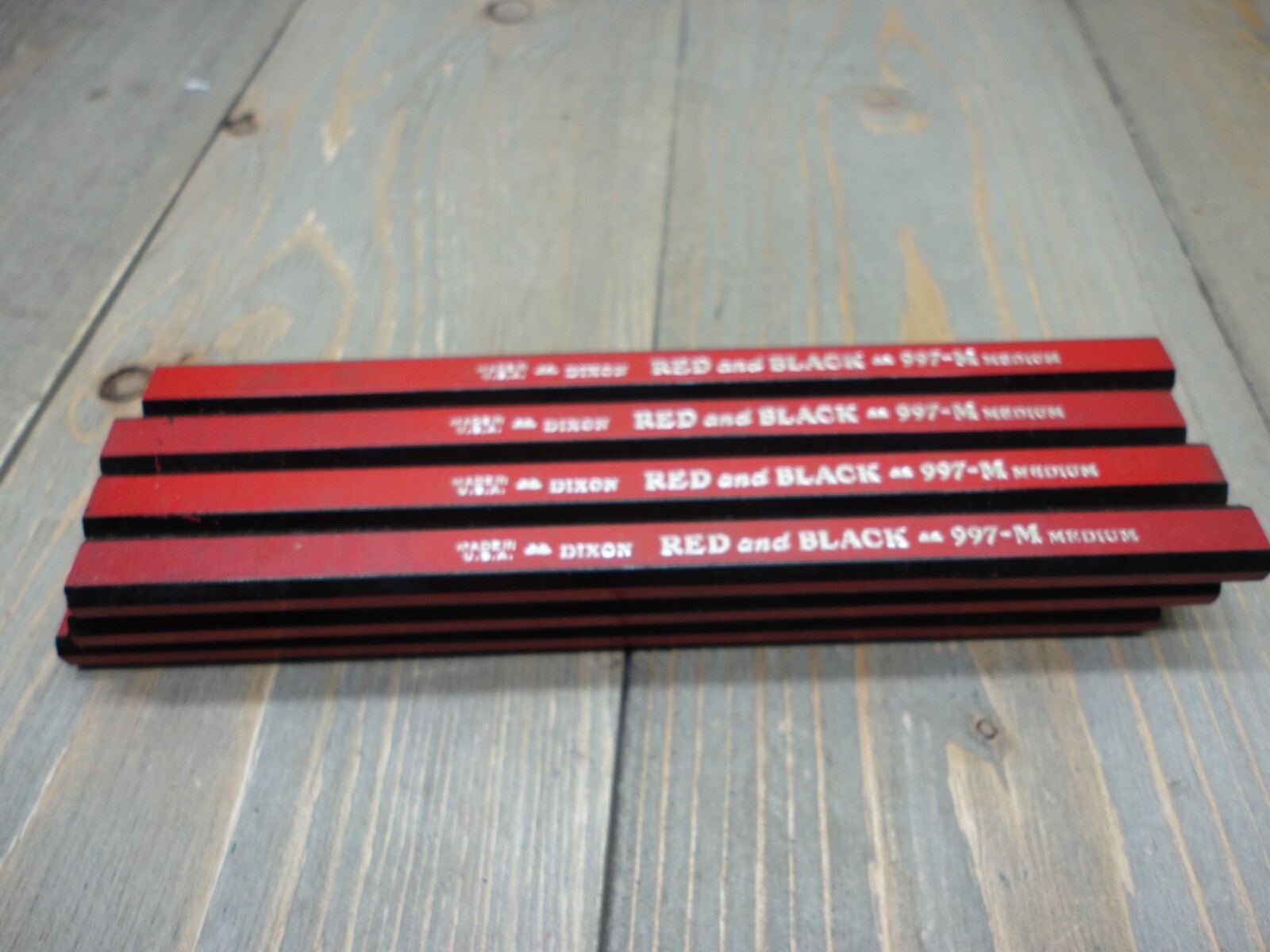 Vintage Dixon Red and Black Carpenter Pencil 997-M Medium Made in USA NOS New