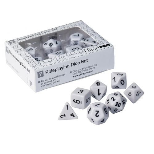 Ultra-Pro Roleplaying Dice Set 7 dadi BIANCHI bilanciati alta qualità cod.85091 - Foto 1 di 1
