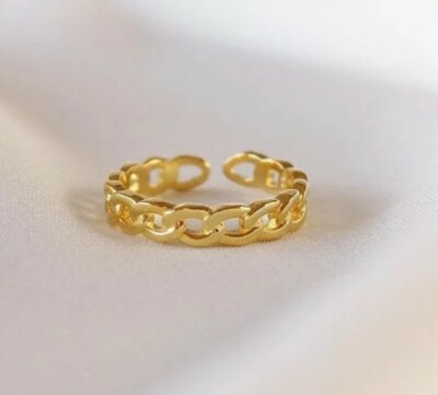 Solid Metal 925 Sterling Silver Cuban Adjustable Toe Ring 14k Yellow ...