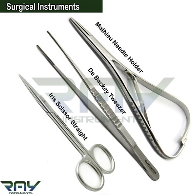 Dental Set De Backey Tweezer, Mathieu Forceps, Iris Gum Scissor Surgical Lab CE